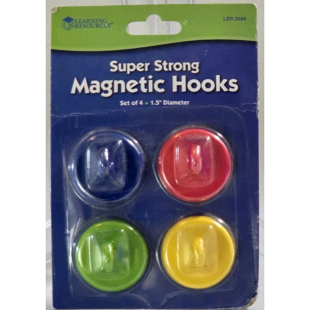 Learning Resources Super Strong Magnets w/ Hooks Colored Refrigerator Whiteboard